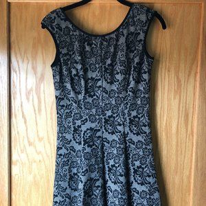 Black Floral Print Swing Dress